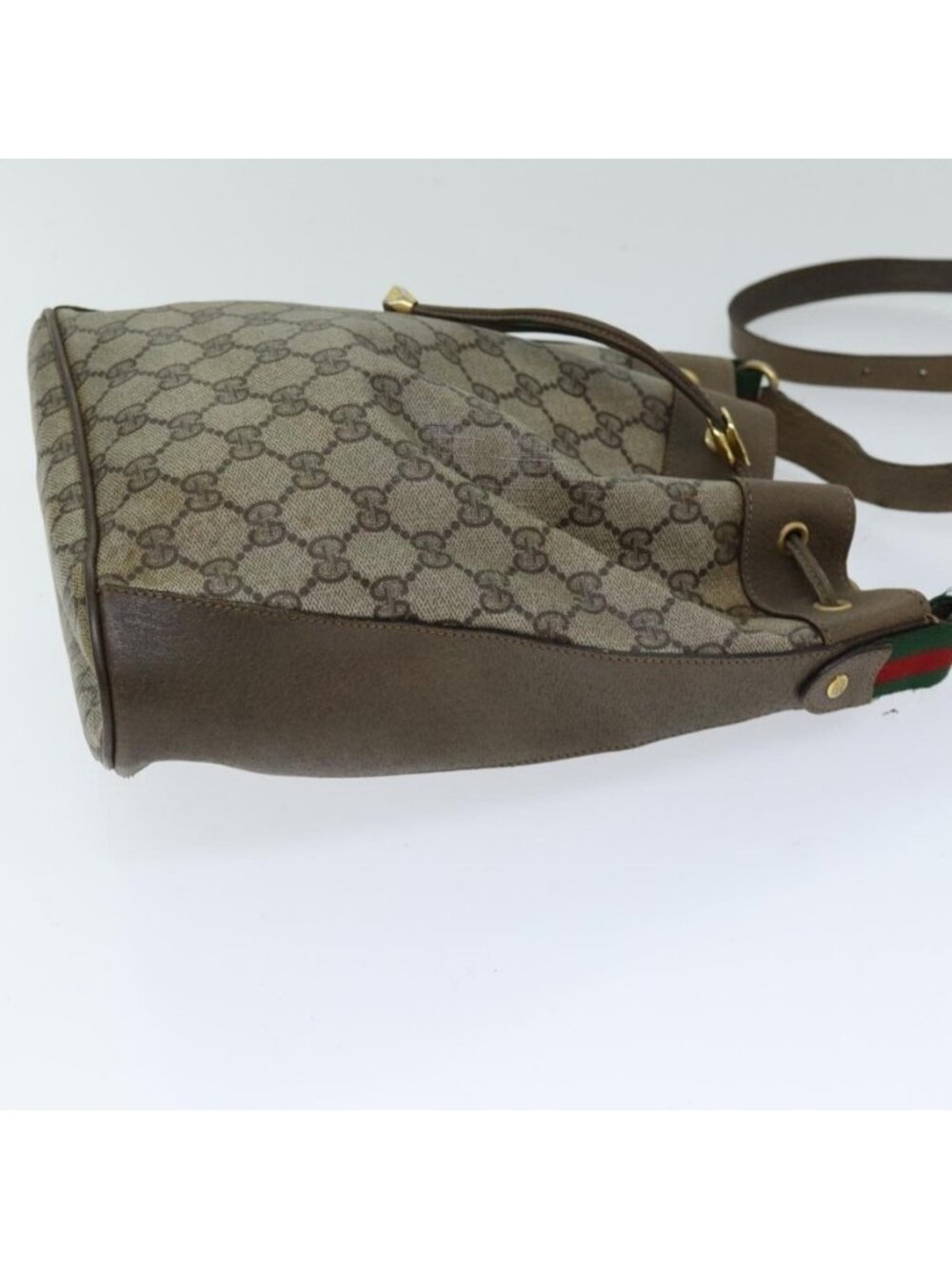 Authentic GUCCI Web Sherry Line GG Supreme Shoulder Bag Beige Red 41 02 034 - Picture 10 of 16